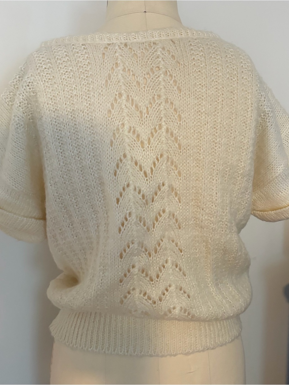 Vintage Open-Knit Short Sleeve Women's Sweater